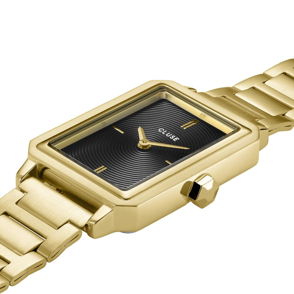 Montre Femme Fluette Doré & Noir Latéral