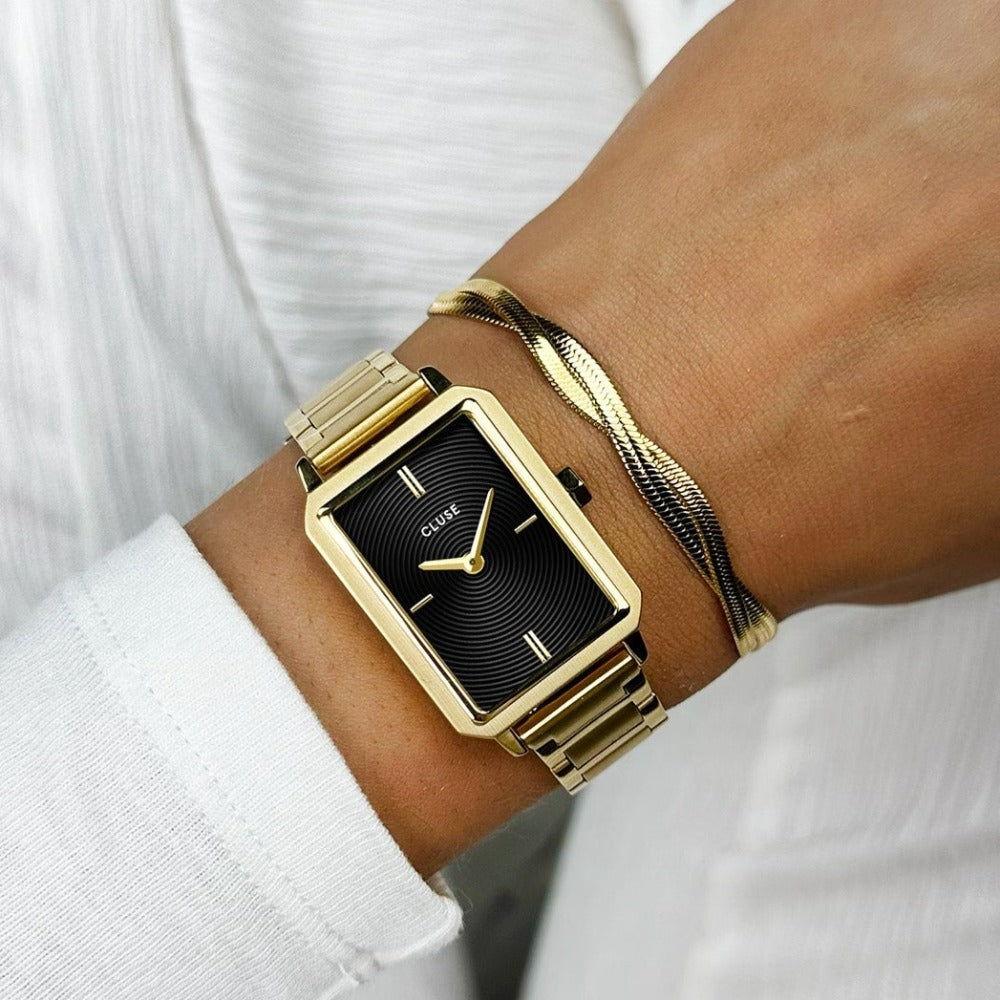 Montre Femme Fluette Doré & Noir Porter