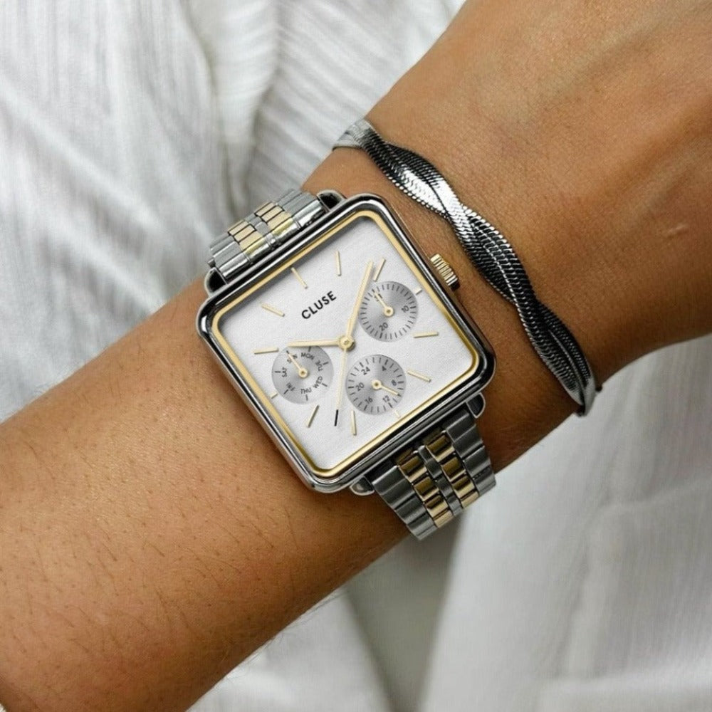 Montre Femme Tétragone Multifonction Blanc Porter