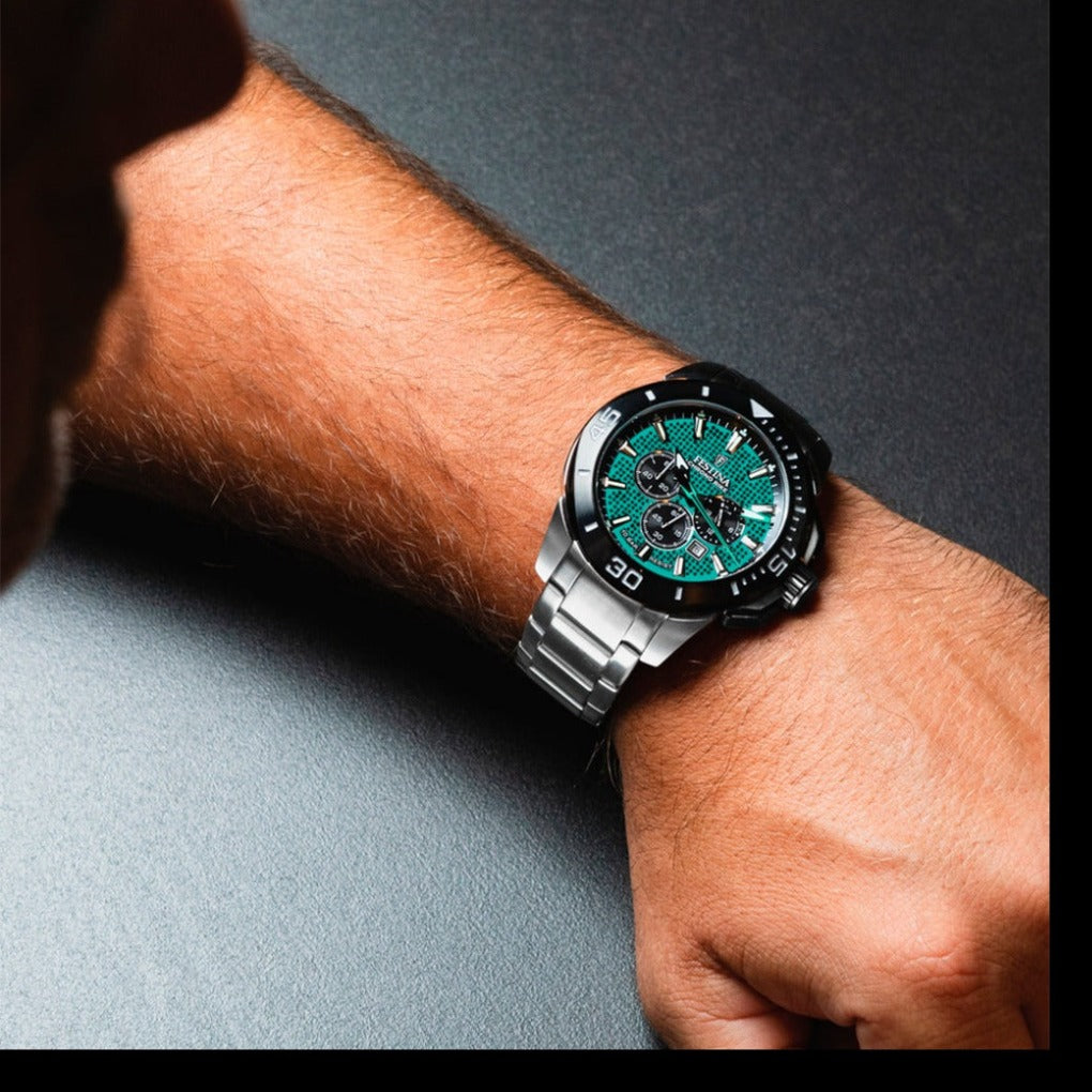 Montre Homme Chrono Bike Bleu & Argent Porter 02