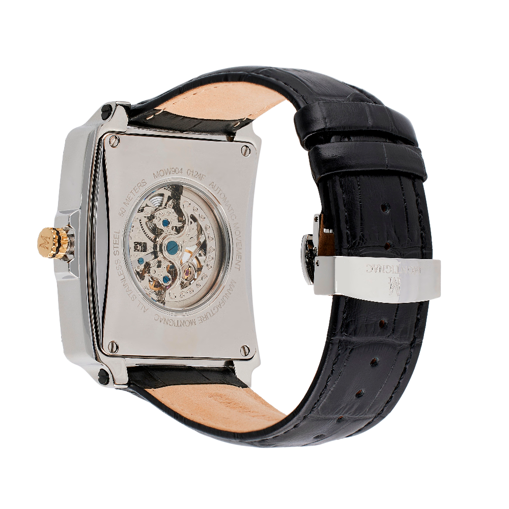 Montre Homme Square Cuir Noir Dos