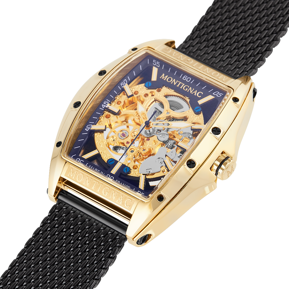 Montre Homme Tonneau Gris Macro