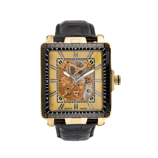 MONTRESQUARENOIRETDORECUIRMOW905FACE
