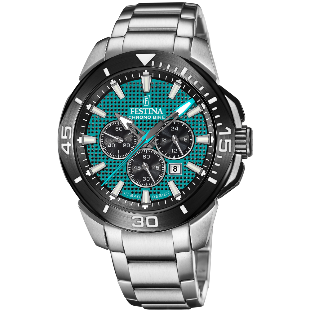 Montre Homme Chrono Bike Bleu & Argent