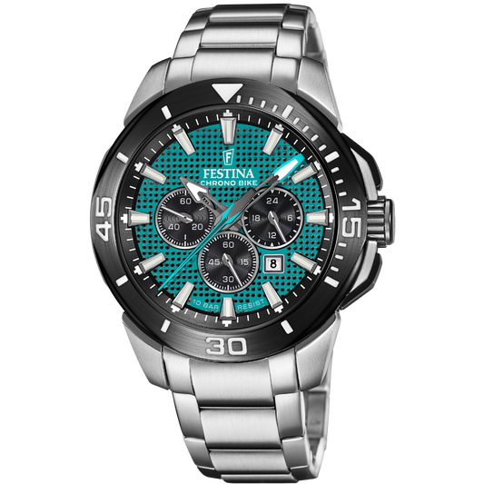 Montre Homme Chrono Bike Bleu & Argent