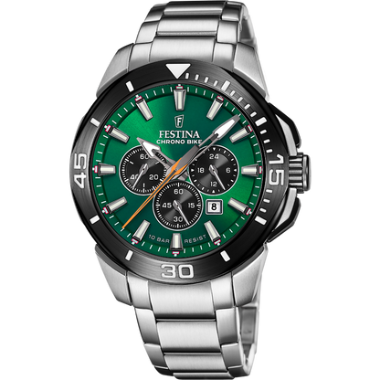 Montre Homme Chrono Bike Vert & Argent