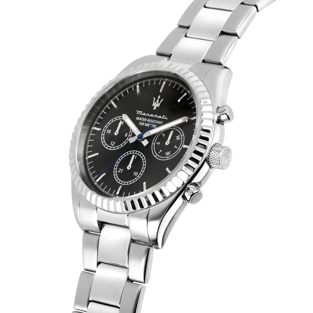 Montre Homme Competizione Argent & Noir Profil