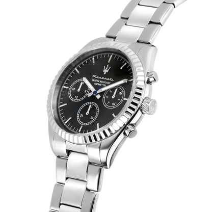 Montre Homme Competizione Argent & Noir Profil